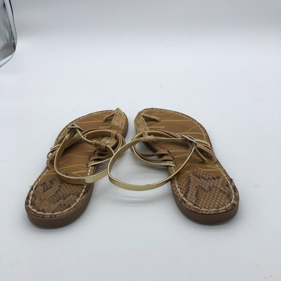 Sam & Libby Gladiator Sandals Womens Size 8 Brown Gold Strappy Ankle Fastened - Picture 4 of 6